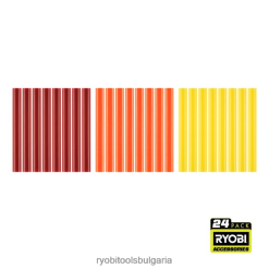 аксесоари бг RYOBI 24 бр. пълноразмерни топли цветни лепилни пръчици 6HNVZ2749